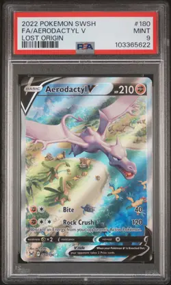 2022 POKEMON SWORD & SHIELD LOST ORIGIN #180 FULL ART/AERODACTYL V PSA 9 - Image 1