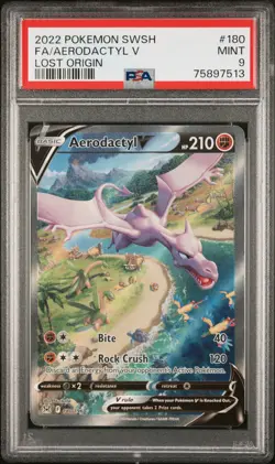 2022 POKEMON SWORD & SHIELD LOST ORIGIN #180 FULL ART/AERODACTYL V PSA 9 - Image 1