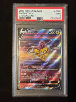 PSA 9 Raikou V GG41 Crown Zenith Pokemon Sword and Shield Graded Card - Image 1