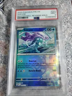 Suicune 24/131 Pokemon 2025 Prismatic Evolutions Master Ball Reverse Holo PSA 9 - Image 1