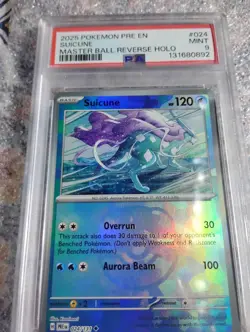 Suicune 24/131 Pokemon 2025 Prismatic Evolutions Master Ball Reverse Holo PSA 9 - Image 2