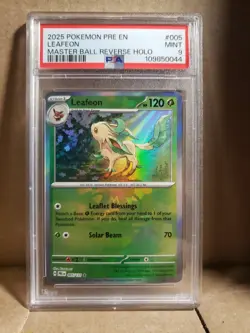 Leafeon Master Ball Pattern 005/131 PSA 9 Sv: Prismatic Evolutions Holo Pokemon - Image 1