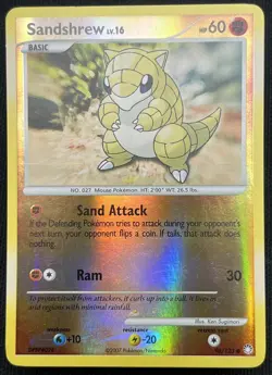 Pokemon Card Sandshrew LV.16 Mysterious Treasures 96/123 Reverse Holo LP - Image 1