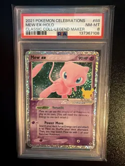 PSA 8 NM-MINT Mew ex 88/92 Celebrations: Classic Collection Holo Pokemon TCG - Image 1