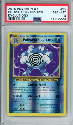 2016 Pokemon XY Evolutions Poliwrath Rev. Foil #25 NM-MT PSA 8 - Image 1
