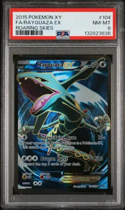 2015 POKEMON XY ROARING SKIES #104 FULL ART/RAYQUAZA EX PSA 8 - Image 1