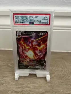 2022 POKEMON TCG SWSH 261 BLACK STAR PROMO CHARIZARD VMAX FULL ART PSA 8 - Image 1