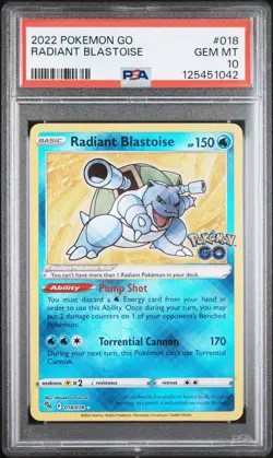 PSA 10 2022 Pokemon GO Radiant Blastoise 018/078 Gem Mint - Image 1