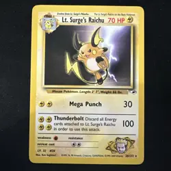 Pokemon TCG - Lt. Surge's Raichu 28/132 Rare 2000 Gym Heroes - LIGHTLY PLAYED - Image 1