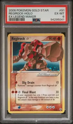 Pokemon Regirock Gold Star 91/92 PSA 6 EX-MT EX Legend Maker Holo Rare 2006 - Image 1