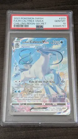 ICE RIDER CALYREX VMAX 2021 Pokemon #203/198 PSA 10 GEM-MINT Chilling Reign Sec. - Image 1