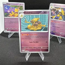 Pokemon TCG Abra 054 Kadabra 055 And Alakazam 056 (Reverse Holo) Mega Evolution - Image 3