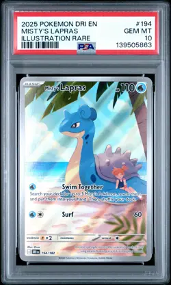 2025 POKEMON DRI EN-DESTINED RIVALS ILLUSTRATION RARE #194 MISTY'S LAPRAS PSA 10 - Image 1