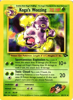 Pokemon TCG Koga's Weezing 50/132 Gym Challenge Uncommon Unlimited MP - Image 1
