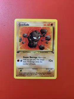 *1st Edition* Pokemon TCG GEODUDE - Common Fossil Pokemon Card 47/62 LP - Image 1