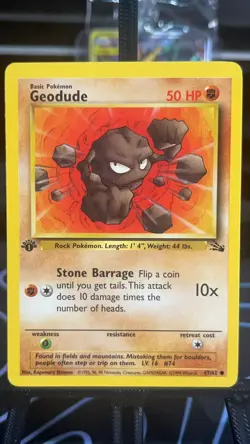 Geodude 47/62 1st Edition Fossil Pokemon Card TCG Lp - Image 1