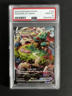2020 Pokemon SWSH Snorlax VMAX Full Art #142 PSA 10 GEM MINT - Image 1