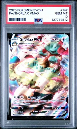 2020 Pokemon Sword & Shield SWSH Full Art Snorlax Vmax #142 PSA 10 Gem Mint - Image 1