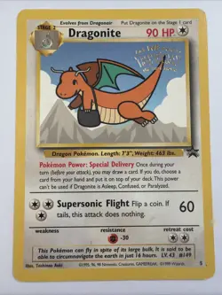 1999 Pokemon Dragonite #5 Black Star Promo Stamped The First Movie HP (A1) - Image 1