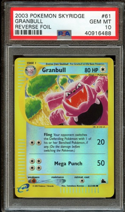 Pokemon PSA 10 Gem Mint Granbull Reverse Holo 61/144 Skyridge - Image 1