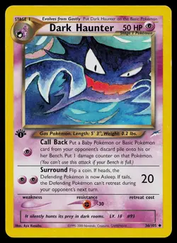 Pokemon Card Dark Haunter 36/105 Neo Destiny 1st Edition - Image 1