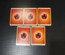 5x Fire 2019 Pokemon Cards Lot Basic Energy Sun and Moon Common NM/M Authentic - Image 1