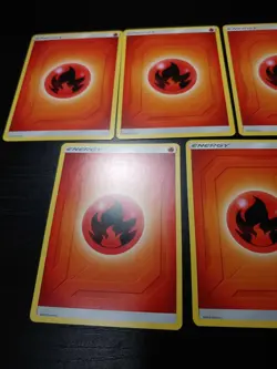 5x Fire 2019 Pokemon Cards Lot Basic Energy Sun and Moon Common NM/M Authentic - Image 4