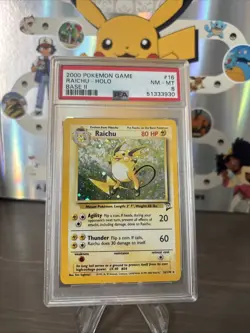 Pokemon TCG Raichu Base Set 2 Holo Unlimited Holo Rare PSA 8 - Image 1