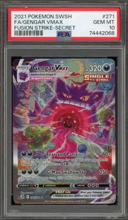Pokemon Gengar VMAX Fusion Strike Secret Rare Full Alt Art #271 PSA 10 Gem Mint - Image 1