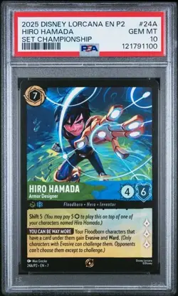 Disney Lorcana Hiro Hamada Armor Designer (Participant Promo) PSA 10 POP 13 - Image 1