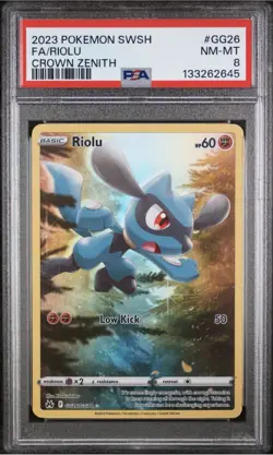 PSA 8 2023 RIOLU Crown Zenith FULL ART GG26/GG70 SWSH Sword & Shield 🔥 - Image 1