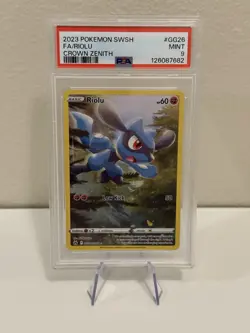 Riolu PSA 9 Pokemon 2023 Sword and Shield Crown Zenith #GG26 Full Art - Image 1