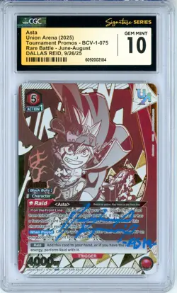 CGC GEM MINT 10 Dallas Reid Asta Tournament Promo BCV-1-075 UR Union Arena 2025 - Image 1