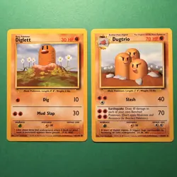 Pokemon TCG Dugtrio + Diglett 18-19/102 Base Set Unlimited Rare 1999 WOTC LP - Image 1