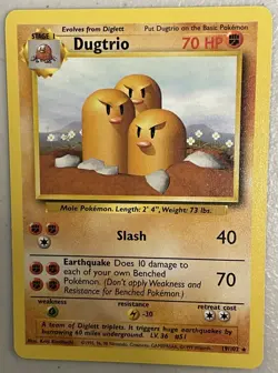 Dugtrio #19/102 - Unlimited Rare - Pokemon TCG - Base Set - Vintage Card Game - Image 1