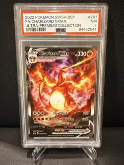 2022 POKEMON SWSH BLACK STAR PROMO #261 FULL ART/CHARIZARD VMAX PSA 7 - Image 1