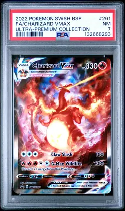 2022 POKEMON SWSH BLACK STAR PROMO #261 FULL ART/CHARIZARD VMAX PSA 7 - Image 1