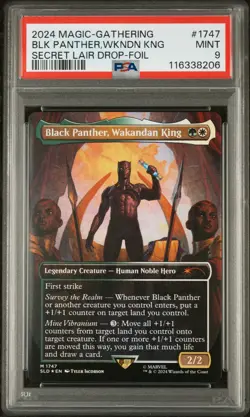 2024 MTG SECRET LAIR DROP #1747 BLACK PANTHER, WAKANDAN KING PSA 9 - Image 1