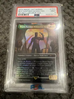 BLACK PANTHER WAKANDAN KING 2024 MTG MARVEL SECRET LAIR FOIL #1747 PSA 9 - Image 1