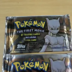 Lot Of 3 Topps Pokemon THE FIRST MOVIE Pack Cards Foil Black Logo Sealed - Image 2