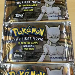 Lot Of 3 Topps Pokemon THE FIRST MOVIE Pack Cards Foil Black Logo Sealed - Image 3