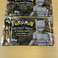 Lot Of 3 Topps Pokemon THE FIRST MOVIE Pack Cards Foil Black Logo Sealed - Image 4