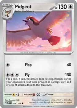 Pidgeot SV: Scarlet & Violet 151 018/165 NM English Pokemon Card - Image 1