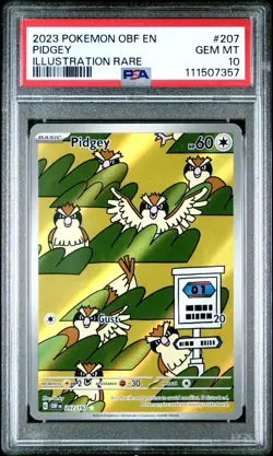 2023 Pokemon Obsidian Flames # 207 Pidgey Illustration Rare PSA 10 Card GEM MINT - Image 1