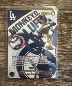 One Piece TCG Monkey D Luffy Promo Card Dodgers Collab PM for Deals - Image 1