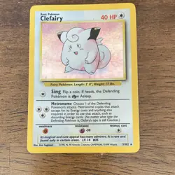 Pokemon Clefairy Base Set 5/102 Holo Rare 40 HP Basic English Card - Image 1