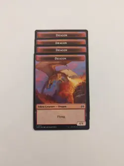 (4) Dragon (0011) Warrior (0013) Token *PLAYSET* Tarkir: Dragonstorm Regular - Image 1