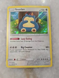 Snorlax SM - Unbroken Bonds #158 (2019) Holo NM Pokemon - Image 1