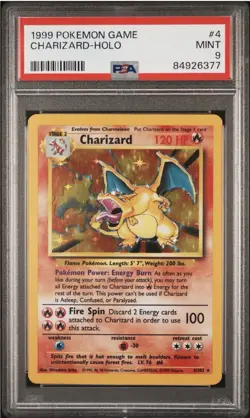 1999 Pokemon Game Charizard-Holo PSA Mint 9 Base Set Unlimited - Image 1