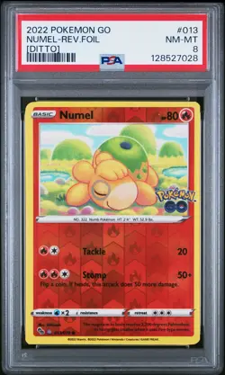 2022 POKEMON GO [DITTO] #013 NUMEL-REVERSE FOIL PSA 8 - Image 1